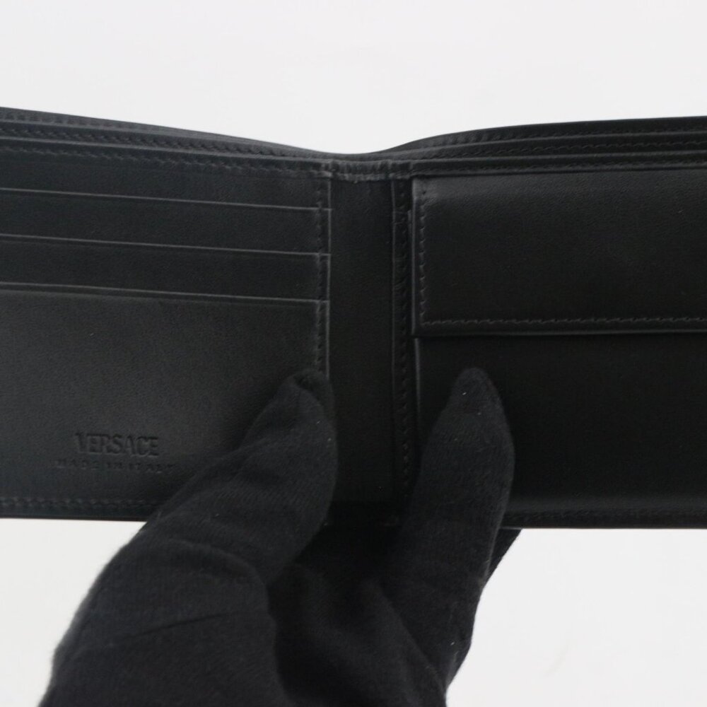 Versace Medusa Head Bifold Leather Wallet - Black & Gold - Picture 4 of 12